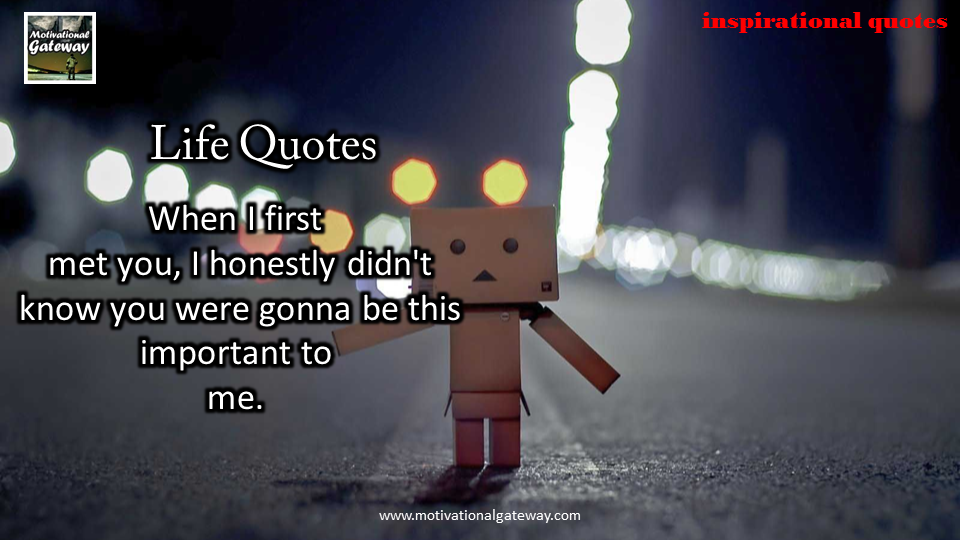 Inspirational quotes on Life!! When i first met you,i honestly did not know you were gonna be this important to me..