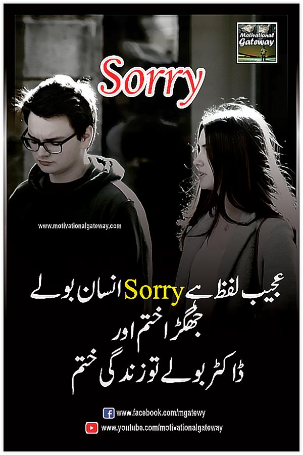 urdu quotations, urdu poetry,urdu aqwal,motivational quotes, urdu thoughts, sad boy, alone boy, hindi suvichar, hind poetry, quotes about life in urdu,couple,sorry picture, husband wife quotes, sorry quotes,
sorry ajeeb lafz hai
insaan bolay to jhagra khatam
doctor bolay to zindagi khatam